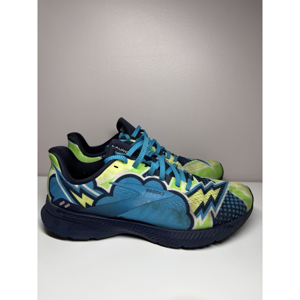 Brooks Women's Launch 8 Marathon Running Shoe Sneaker Blue Green Yellow - Size 8